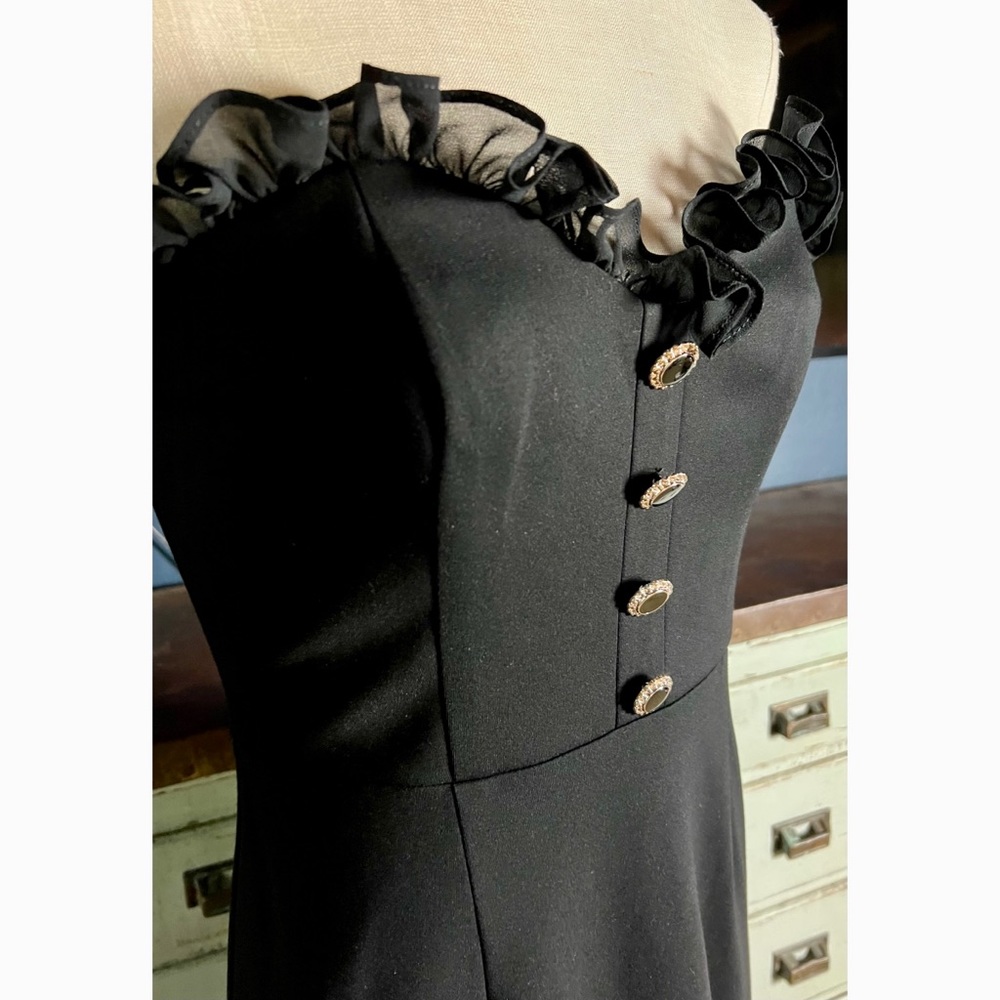 Anthropologie Strapless Ruffle Side Slit Dress 6 - Picture 3 of 10